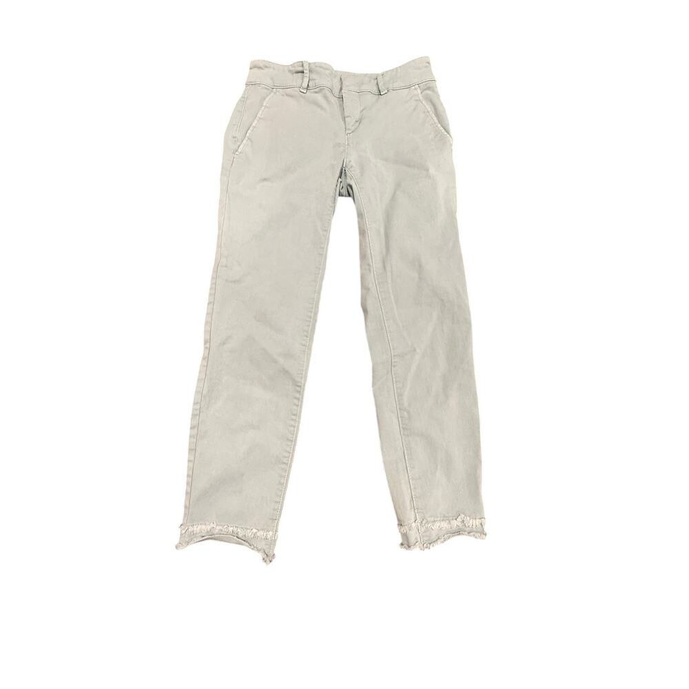 LOFT Women's Light Blue Grey Fray Hem Straight Ankle Chino Pants Size 28W